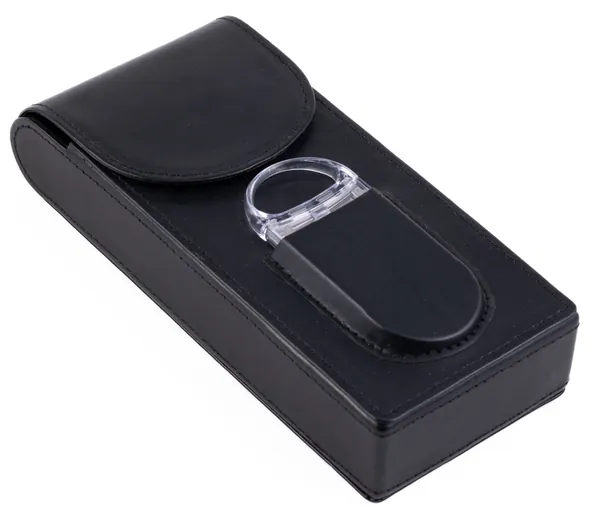 3 Cigar Leather Case with Cutter (Black)