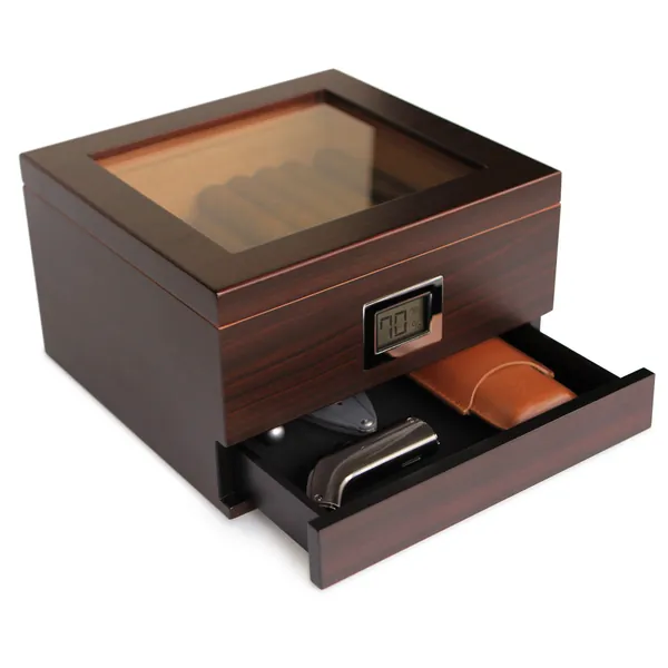 Case Elegance Renzo Glass-Top Cigar Humidor