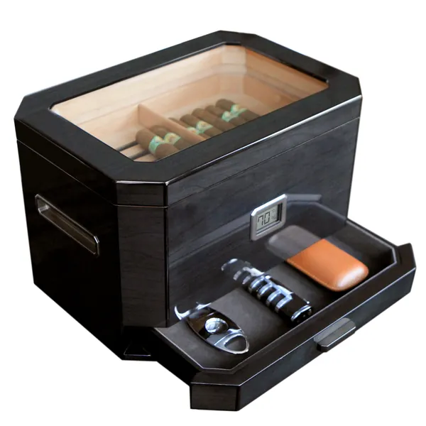 Case Elegance Octodor Large Glass-Top Cigar Humidor