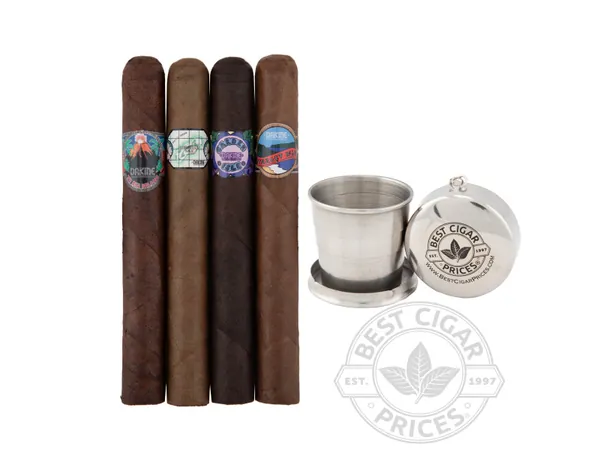 Dakine Medium-Full-Bodied 4 Cigar  Sampler With Collapsible Shot Cup